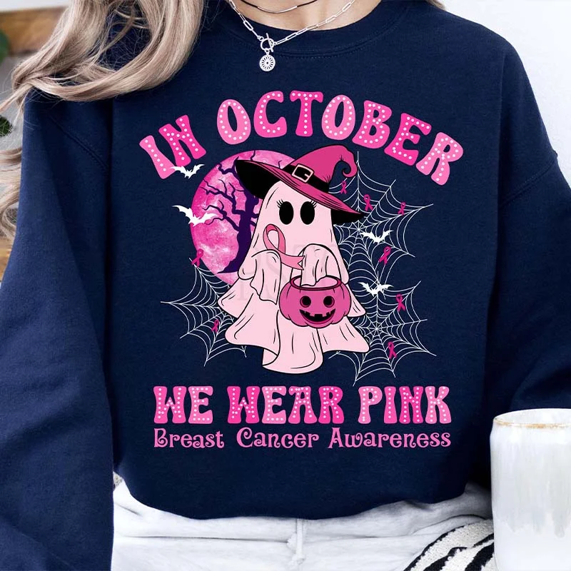 Sweatshirts in timeless style -In October We Wear Pink Halloween Sweatshirt