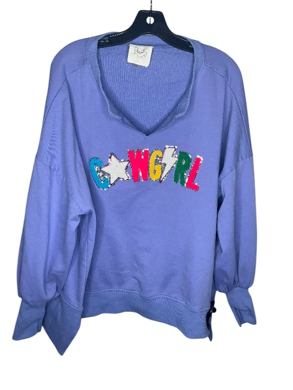 Sweatshirts for women in blue -Sweatshirt Crewneck By Fantastic Fawn In Purple, Size: S