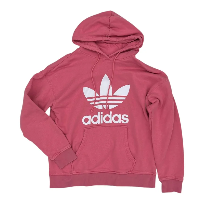 Sweatshirts with ribbed sleeves -Athletic Sweatshirt Hoodie By Adidas In Pink, Size:S