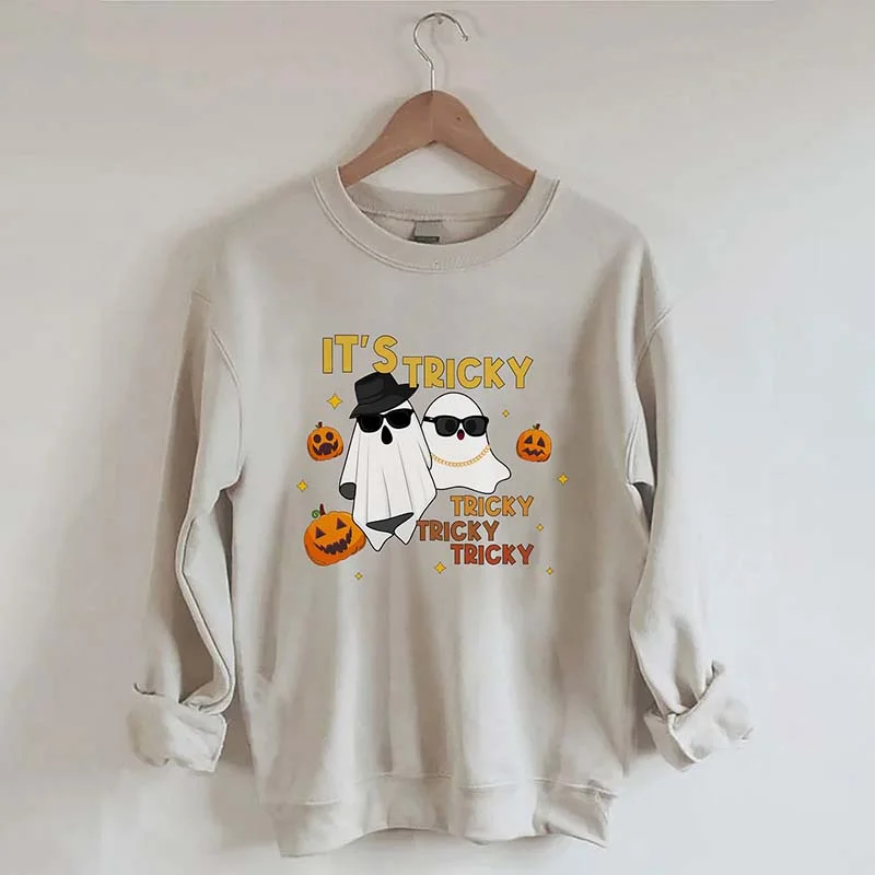 Sweatshirts with contrast hem -It's Tricky Tricky Tricky Halloween Sweatshirt