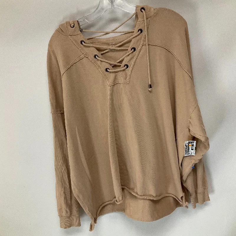 Sweatshirts with deep pockets -Sweatshirt Hoodie By Aerie In Tan, Size: S