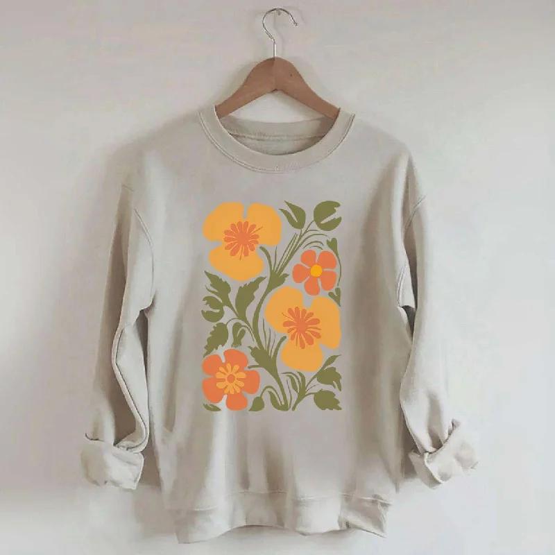 Sweatshirts in earthy colors -Yellow Abstract Botanical Flowers Sweatshirt