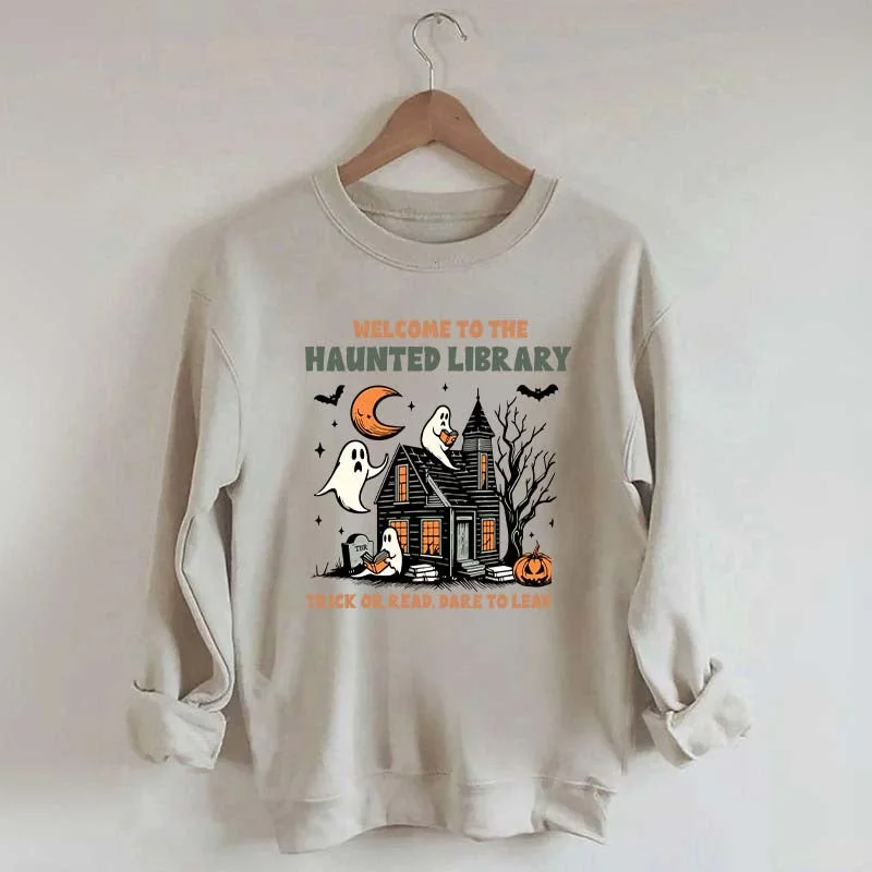 Sweatshirts in grey -Welcome To The Haunted Library Sweatshirt