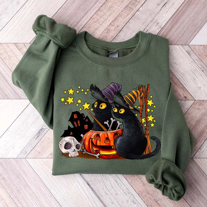 Sweatshirts in amber -Cute Ghost Cat Lover Halloween Sweatshirt