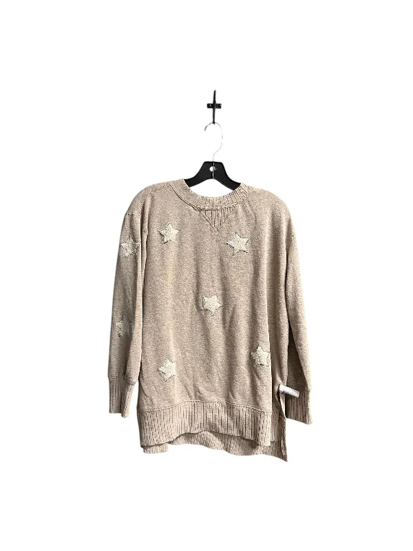 Sweatshirts with star embroidery -Sweatshirt Crewneck By Maurices In Tan, Size: S