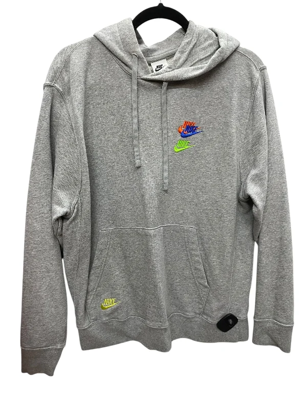 Sweatshirts for cool mornings -Sweatshirt Hoodie By Nike Apparel In Grey, Size: L