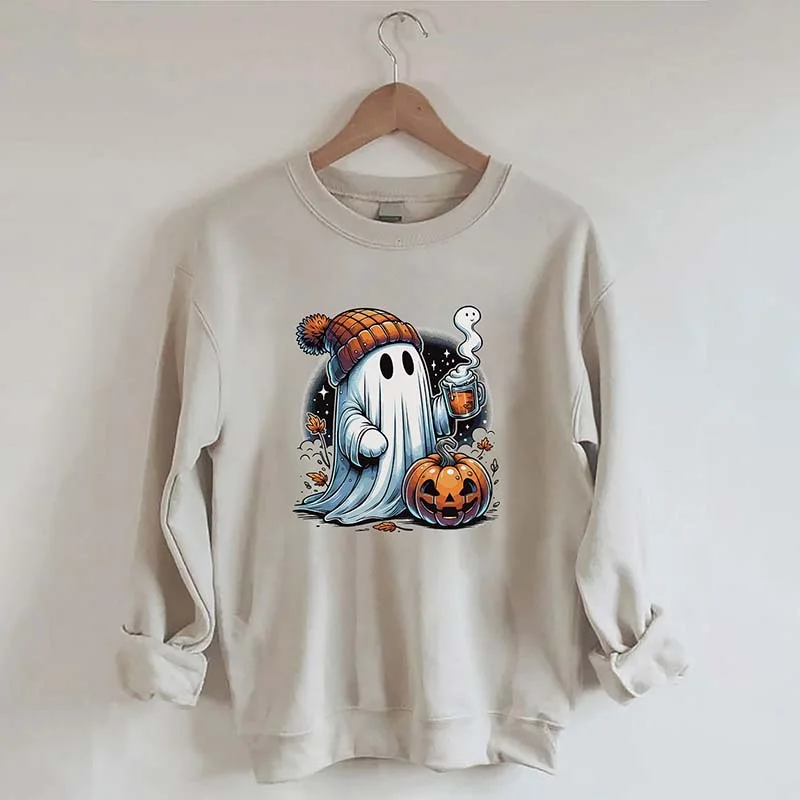 Sweatshirts with hood -Cute Ghost Halloween Sweatshirt