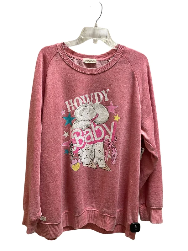 Sweatshirts in ecru -Sweatshirt Collar By Simply Southern In Pink, Size: 2x