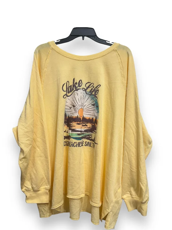 Sweatshirts with ribbed front -Sweatshirt Crewneck By Maurices In Yellow, Size: 3x