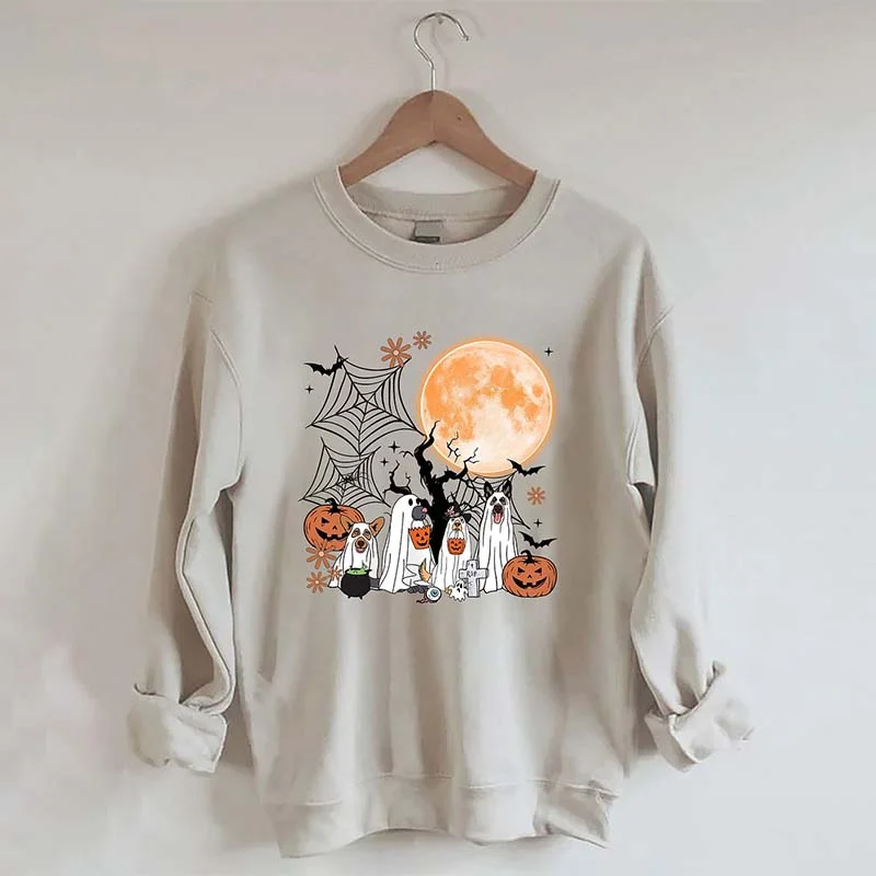 Sweatshirts for evening walks -Ghost Dog Moon Sweatshirt