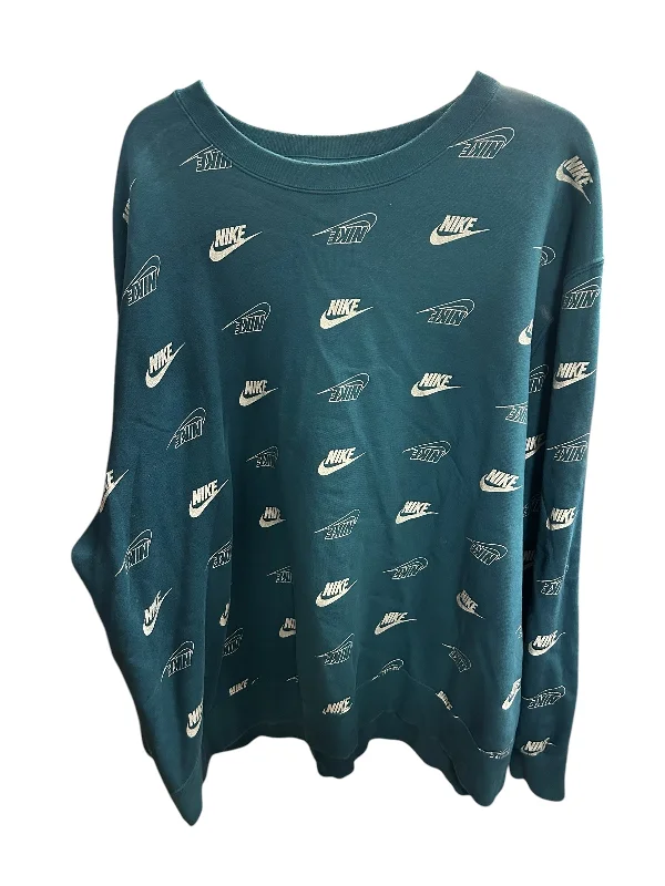 Sweatshirts with applique -Sweatshirt Crewneck By Nike Apparel In Teal, Size: 2x