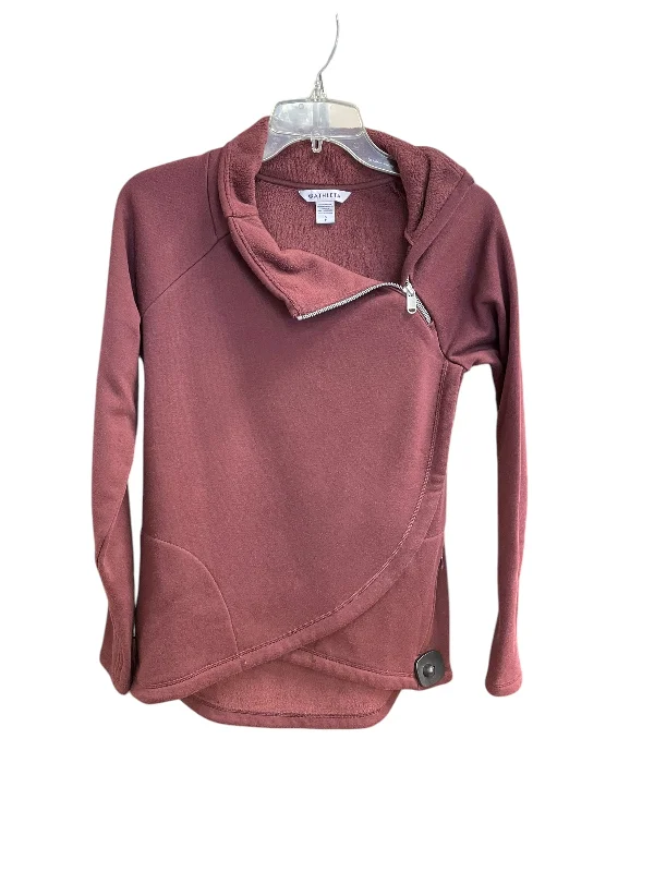 Sweatshirts with patch details -Athletic Sweatshirt Collar By Athleta In Maroon, Size: S