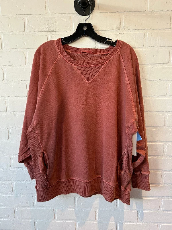 Sweatshirts in burnt orange -Sweatshirt Crewneck By Zenana Outfitters In Pink, Size: 2x