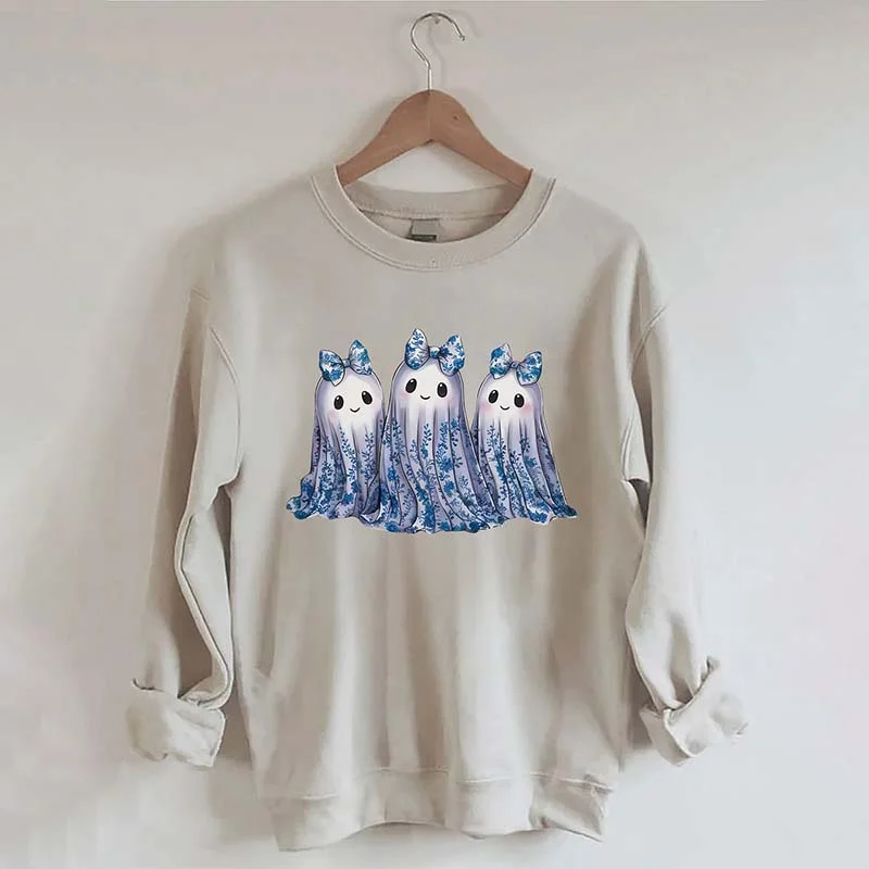 Sweatshirts with deep hem -Blue Toile Ghost Sweatshirt