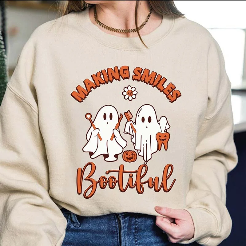 Sweatshirts for early evenings -Halloween Dentist Teeth Dental Squad Sweatshirt