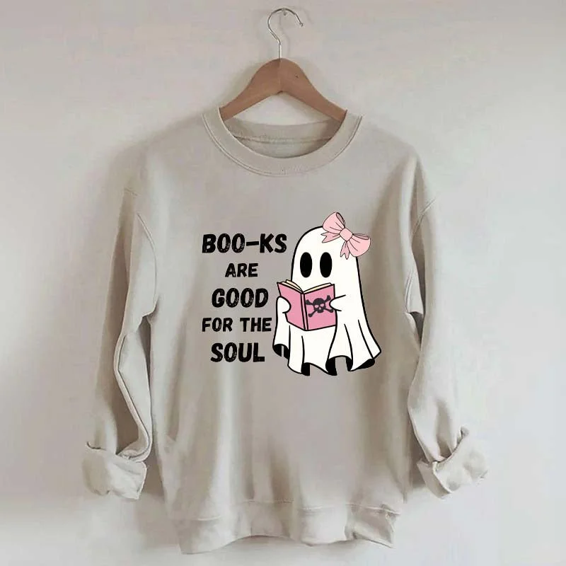 Sweatshirts with ribbed neck -Boo-ks Are Good For The Soul Sweatshirt