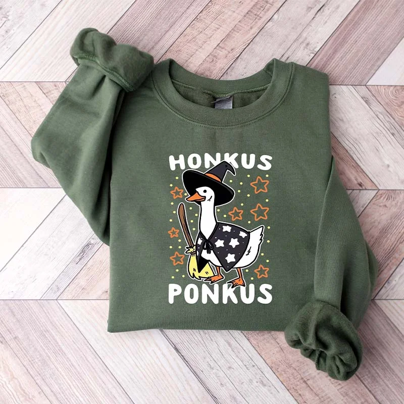 Sweatshirts with ribbed neck -Honkus Ponkus Halloween Witch Boo Ghost Sweatshirt