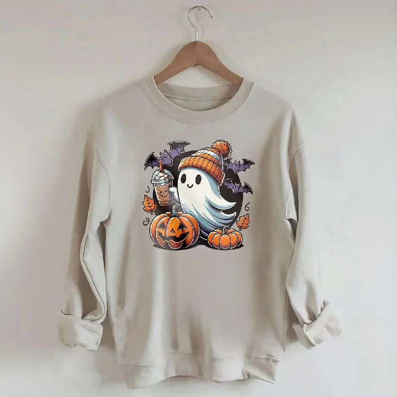 Sweatshirts in rose gold -Here For The Boos Cute Ghost Coffee Sweatshirt