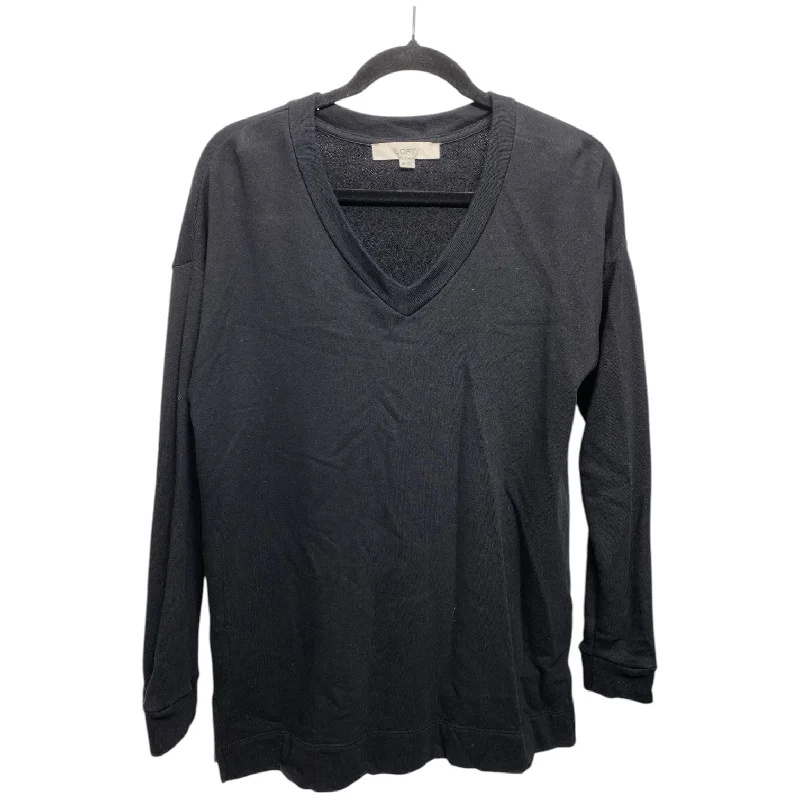 Sweatshirts with textured hem -Sweatshirt Crewneck By Loft In Black, Size: Xs