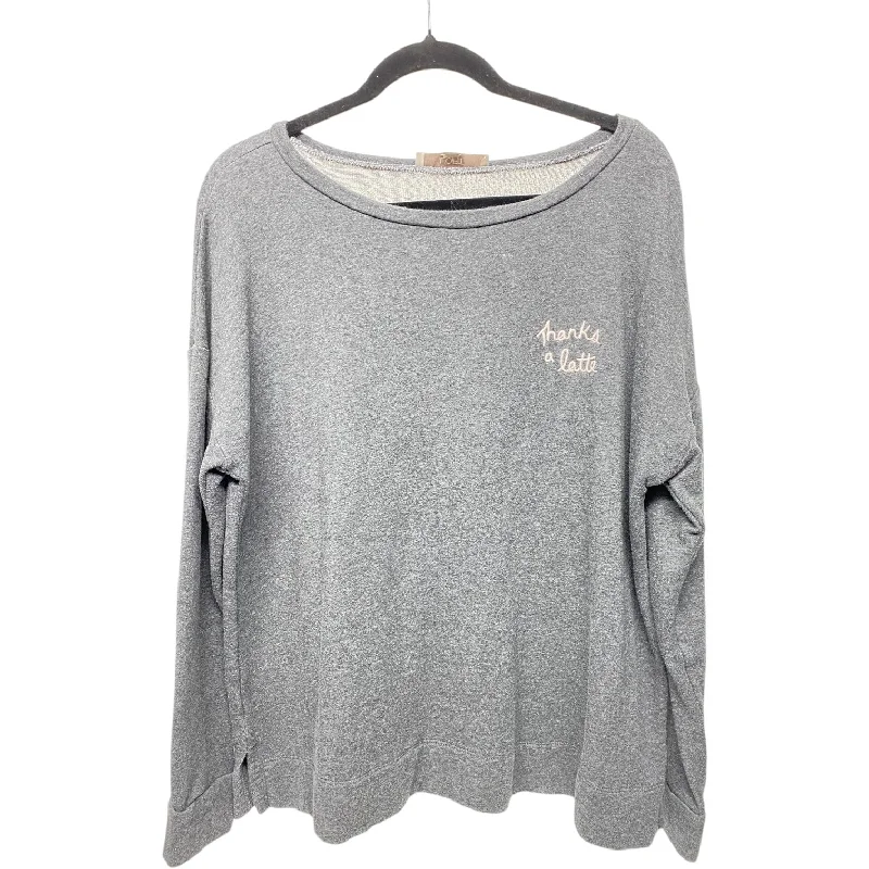 Sweatshirts for autumn evenings -Sweatshirt Crewneck By Loft In Grey & Pink, Size: Xl