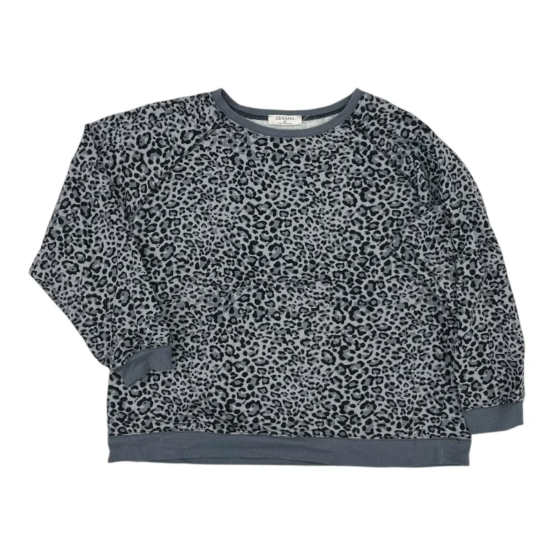 Sweatshirts with basketweave pattern -Sweatshirt Crewneck By Zenana Outfitters In Animal Print, Size:Xl