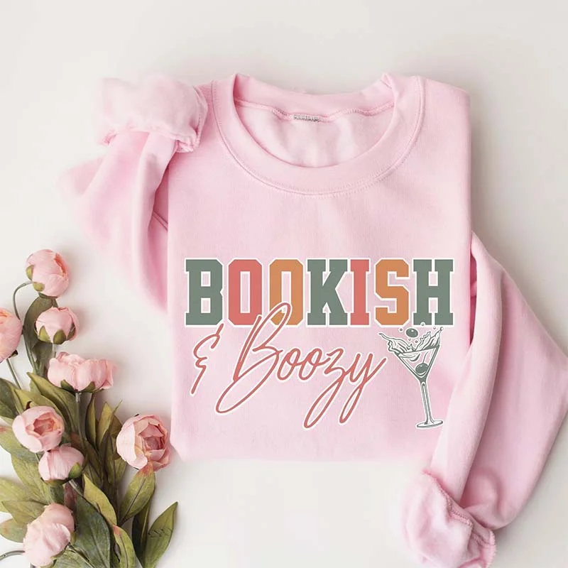 Sweatshirts for craft nights -Bookish Martini Boozy Sweatshirt