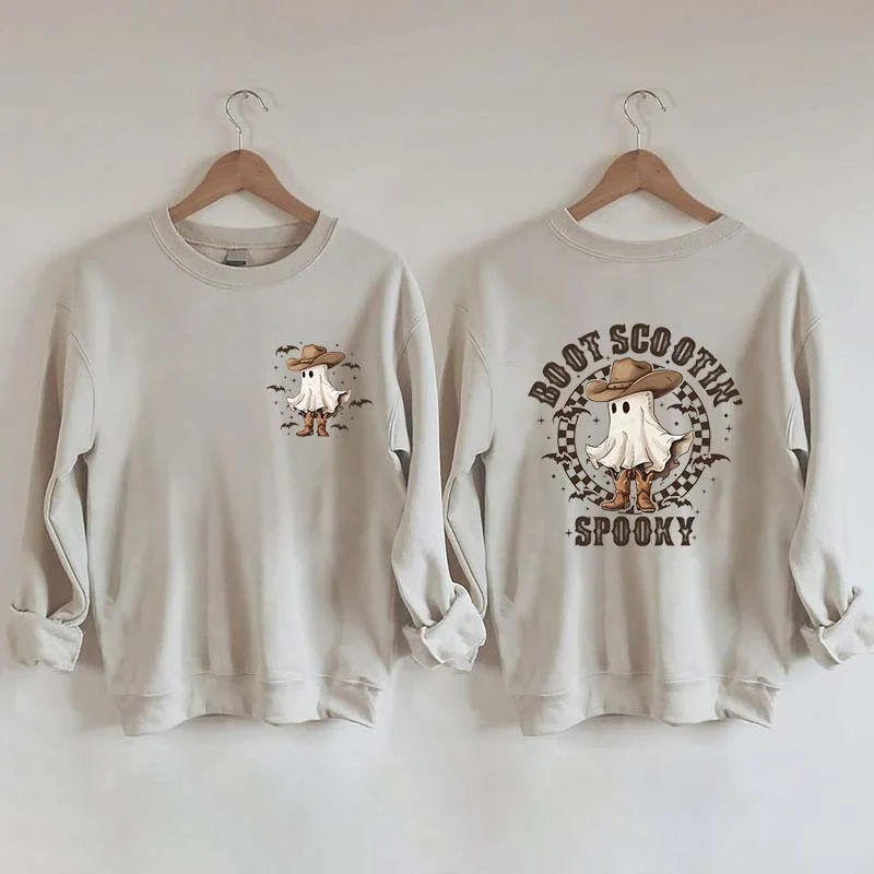 Sweatshirts in plush material -Boot Scoot Spooky Cowboy Ghost Sweatshirt