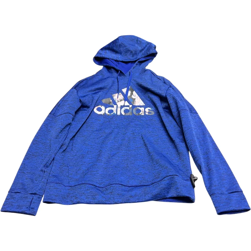 Sweatshirts with contrast buttons -Athletic Sweatshirt Hoodie By Adidas In Blue, Size: L