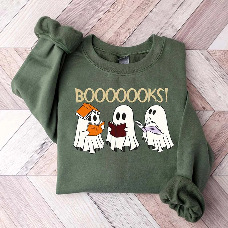 Sweatshirts in durable material -Cute Booooks Tee -Halloween Sweatshirt