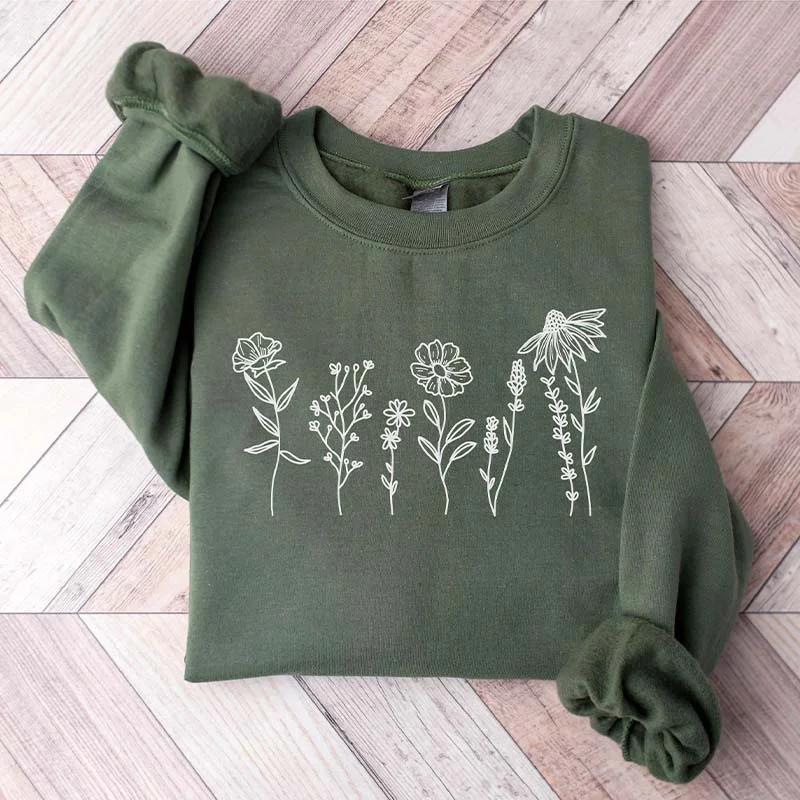 Sweatshirts in white -Wildflowers Floral Women Sweatshirt