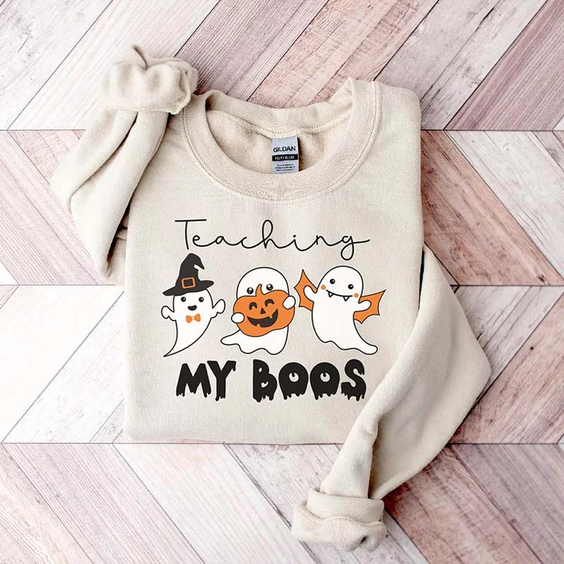 Sweatshirts for early evenings -Halloween Teacher My Boos Sweatshirt,