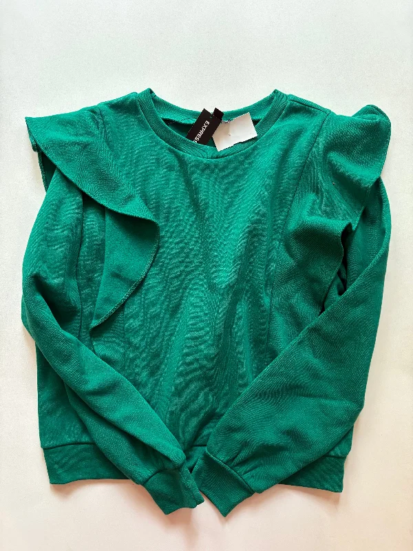 Sweatshirts with trellis design -Sweatshirt Crewneck By Express In Green, Size: S