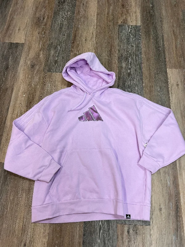 Sweatshirts with logo -Athletic Sweatshirt Hoodie By Adidas In Purple, Size: Xl