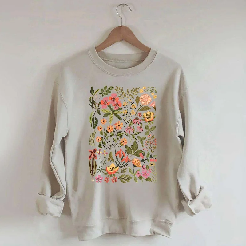 Sweatshirts with loose fit -Wildflowers Vintage Botanical Sweatshirt