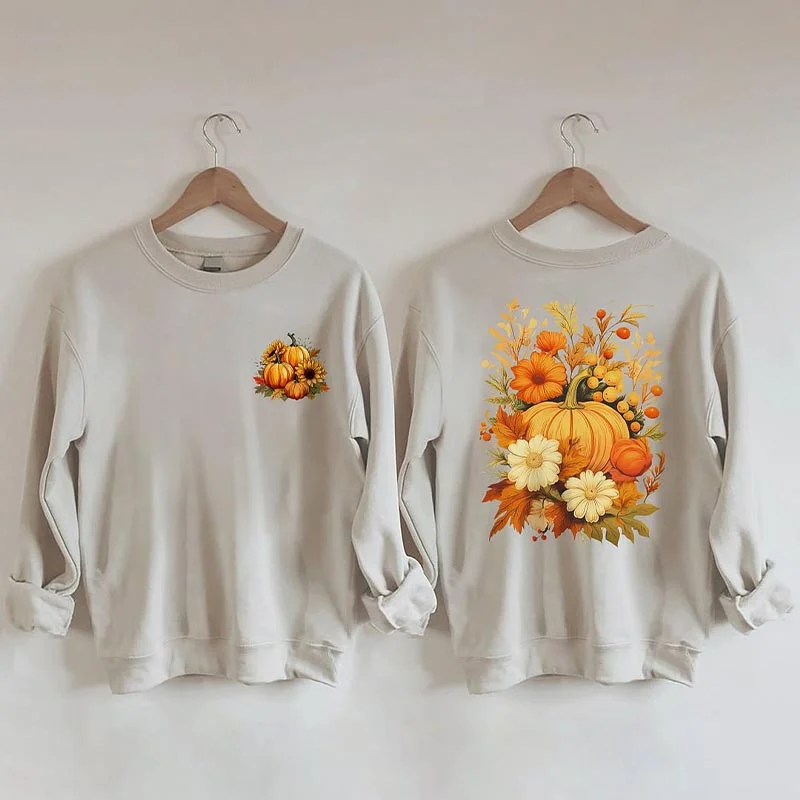 Sweatshirts with contrast stitching -Sunflower Pumpkins Sweatshirt