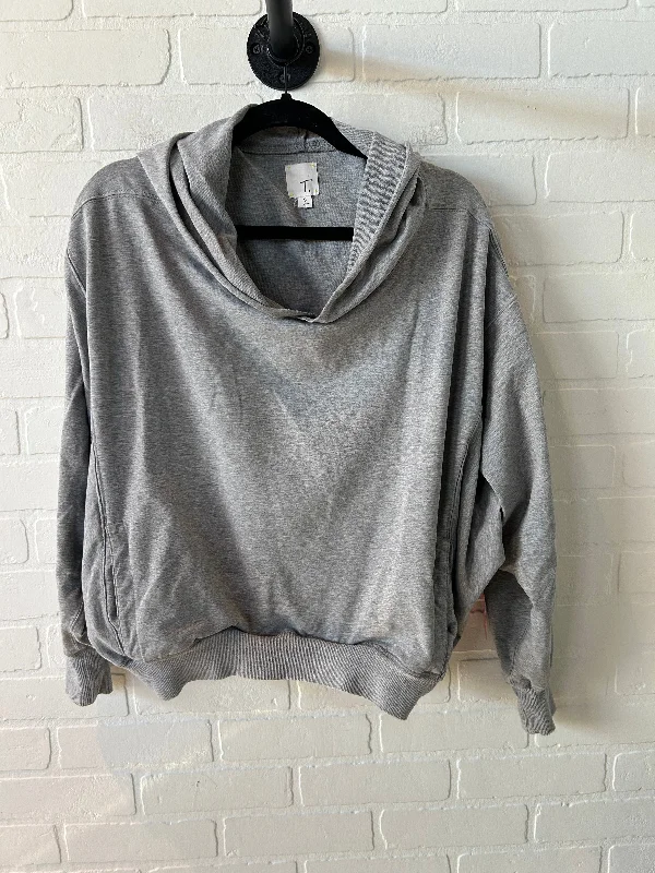 Sweatshirts with ribbed panels -Sweatshirt Hoodie By T. In Grey, Size: S