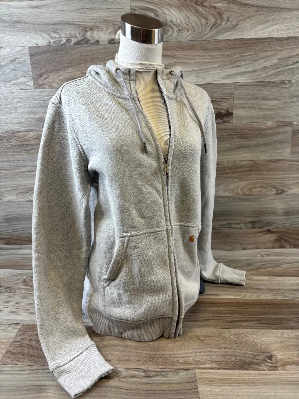 Sweatshirts with pointelle design -Athletic Sweatshirt Hoodie By Carhartt In Grey, Size: S