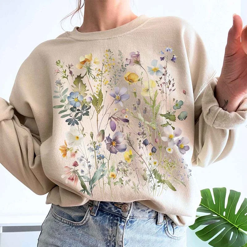 Sweatshirts with trellis design -Cottagecore Spring Wildflowers Sweatshirt