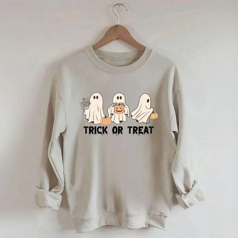 Sweatshirts with camo pattern -Trick or Treat Halloween Sweatshirt