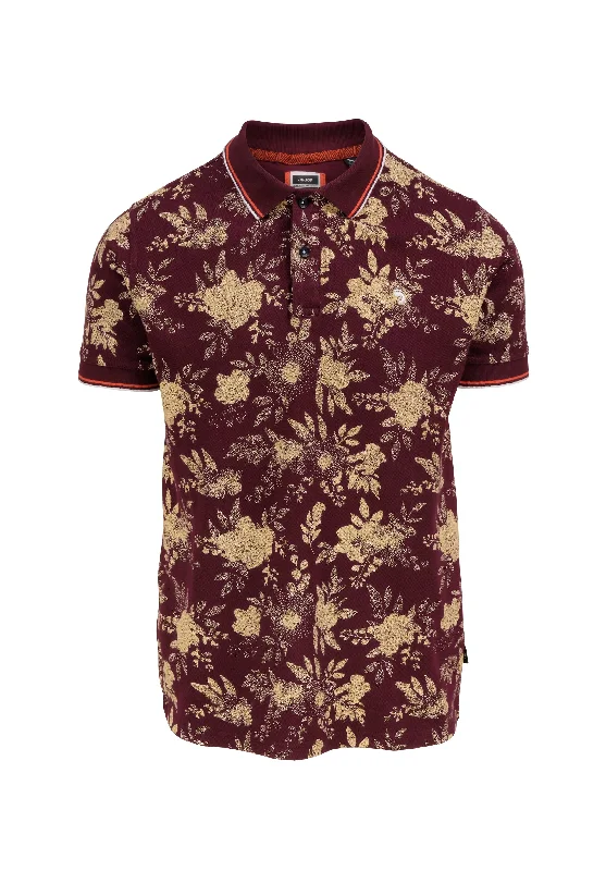 Black patriotic T-shirts-Polo homme bordeaux avec imprimé floral