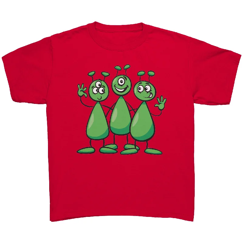 Trendy hip-hop T-shirts-3 Cute Happy Aliens Youth/Child/Kids T-Shirt