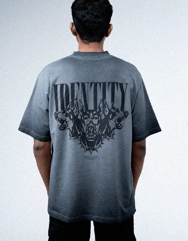 Camping rugged T-shirts-3 Dogs | Cold Processed Dyed | Identity Is Everything | Oversized | Grey