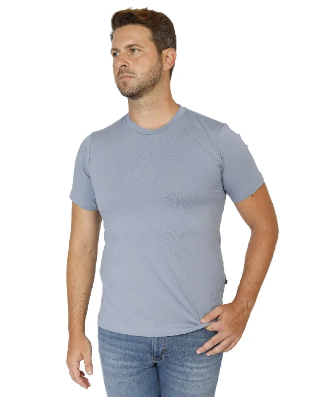 Gray subtle-fade T-shirts-Airforce Blue Cotton Crew Neck T-Shirt