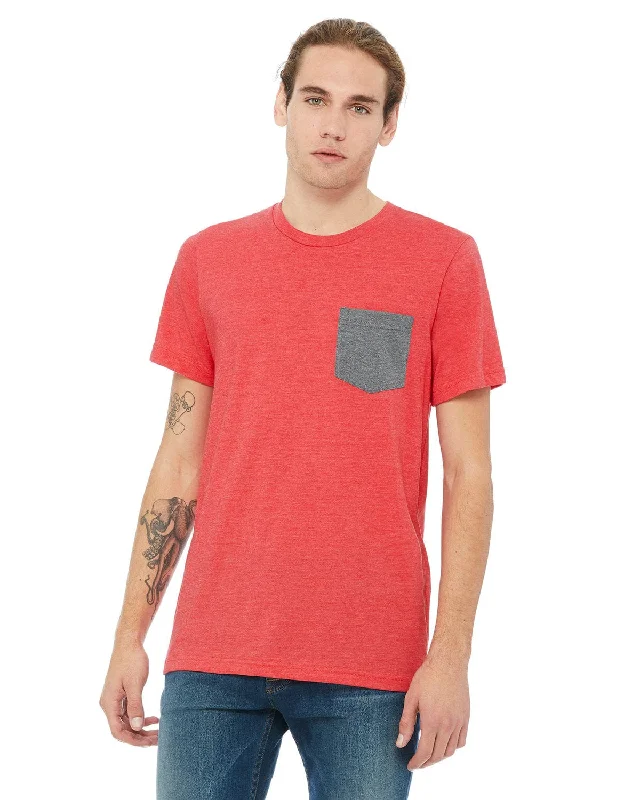 Yellow moon T-shirts-Bella+Canvas Jersey Pocket T-Shirt | Hthr Red/ Dp Hth