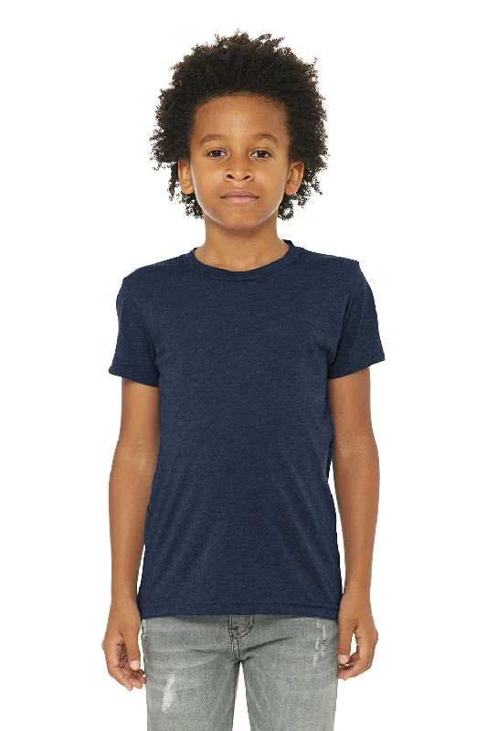 Modal stretch T-shirts-Bella + Canvas Youth Short Sleeve Crewneck T-Shirt - Solid Navy Blue