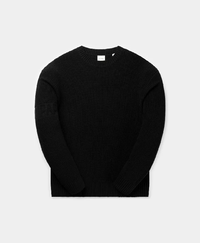 Purple zero-waste T-shirts-Black Band Knit Sweater