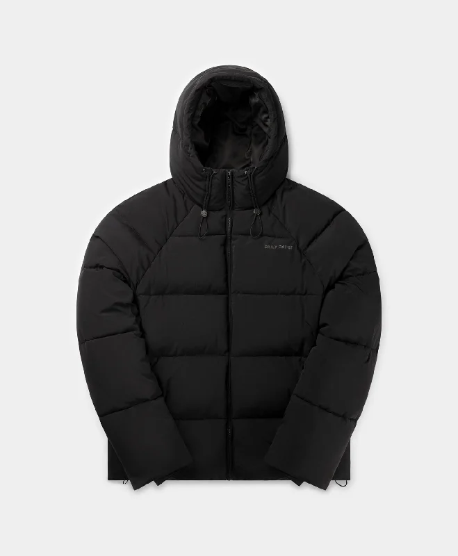 White gym brand T-shirts-Black Relaxed Puffer