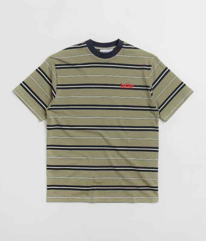 Green leaf pattern T-shirts-Butter Goods Bryce Striped T-Shirt - Sage