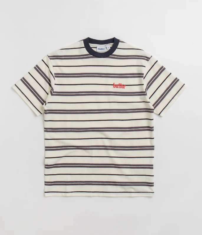 Gray rugged print T-shirts-Butter Goods Bryce Striped T-Shirt - White