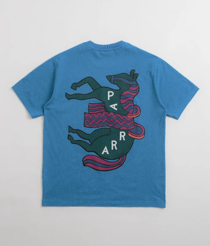 Orange holiday T-shirts-by Parra Fancy Horse T-Shirt - Azure Blue